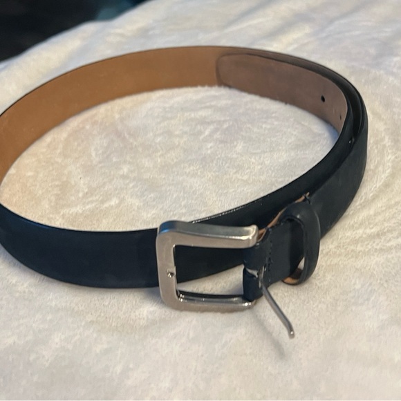 MCM Blue Leather Belt with Silver Buckle